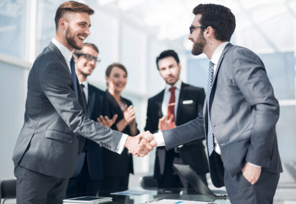 handshake of business people in a modern office.concept of partnership