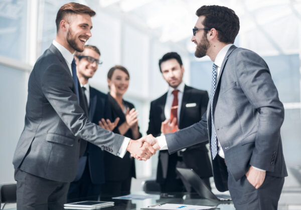 handshake of business people in a modern office.concept of partnership